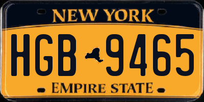 NY license plate HGB9465