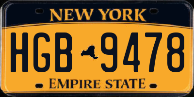 NY license plate HGB9478