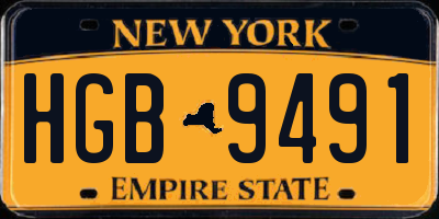NY license plate HGB9491