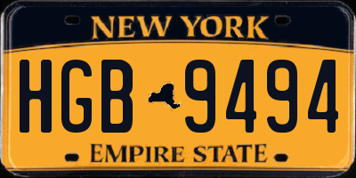 NY license plate HGB9494