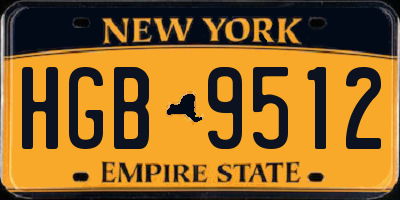 NY license plate HGB9512