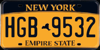 NY license plate HGB9532