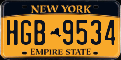NY license plate HGB9534