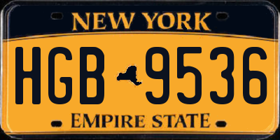 NY license plate HGB9536