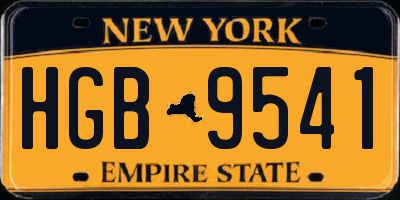 NY license plate HGB9541