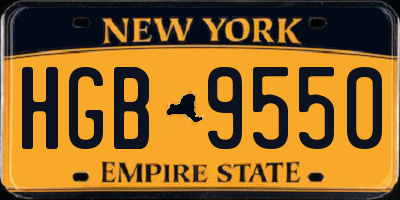 NY license plate HGB9550