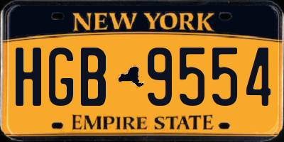 NY license plate HGB9554