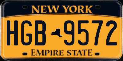 NY license plate HGB9572