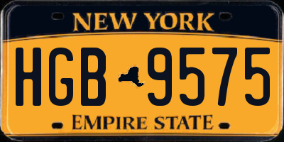 NY license plate HGB9575