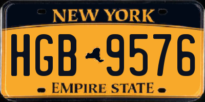 NY license plate HGB9576