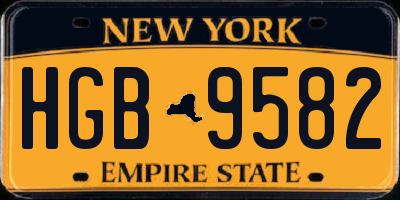 NY license plate HGB9582