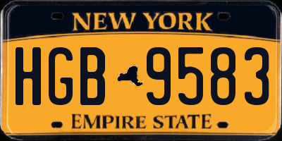 NY license plate HGB9583