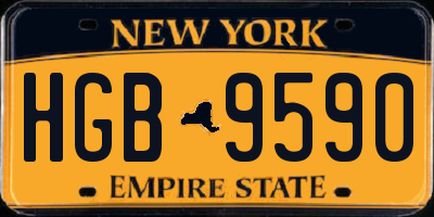 NY license plate HGB9590