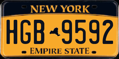 NY license plate HGB9592