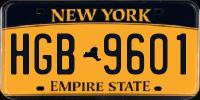 NY license plate HGB9601