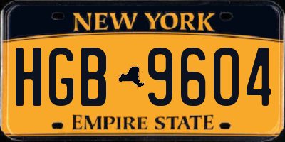 NY license plate HGB9604