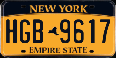 NY license plate HGB9617