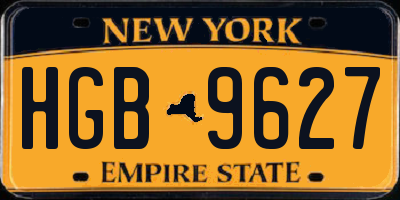 NY license plate HGB9627