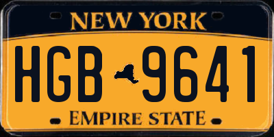 NY license plate HGB9641