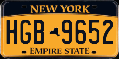 NY license plate HGB9652