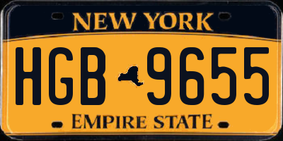 NY license plate HGB9655