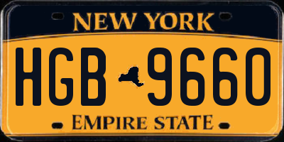 NY license plate HGB9660
