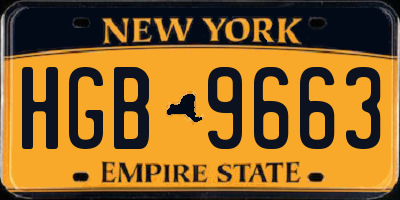 NY license plate HGB9663