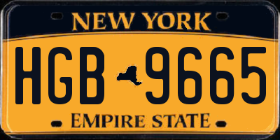 NY license plate HGB9665