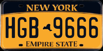 NY license plate HGB9666