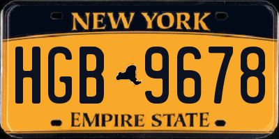 NY license plate HGB9678