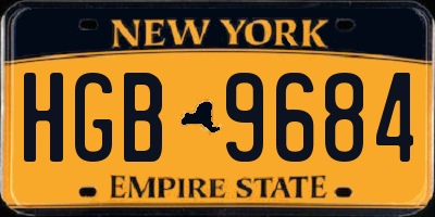 NY license plate HGB9684
