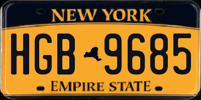 NY license plate HGB9685