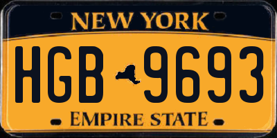 NY license plate HGB9693