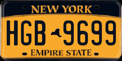 NY license plate HGB9699