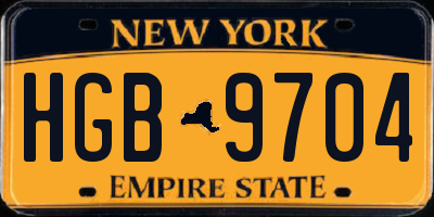 NY license plate HGB9704
