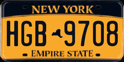NY license plate HGB9708