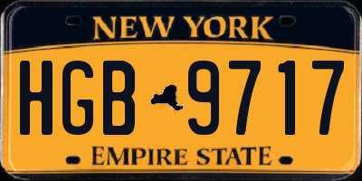 NY license plate HGB9717