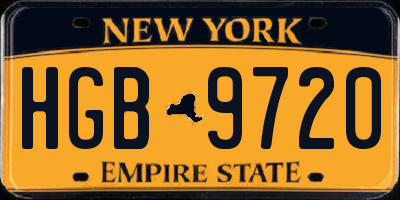 NY license plate HGB9720