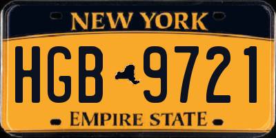 NY license plate HGB9721