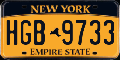 NY license plate HGB9733