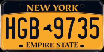 NY license plate HGB9735