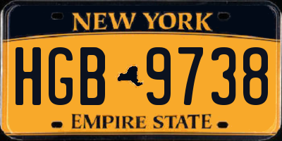 NY license plate HGB9738