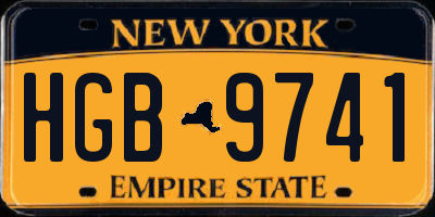 NY license plate HGB9741