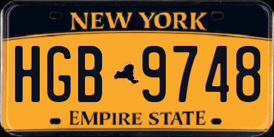 NY license plate HGB9748