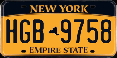 NY license plate HGB9758