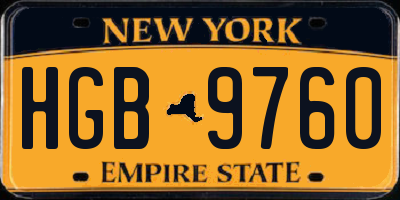 NY license plate HGB9760
