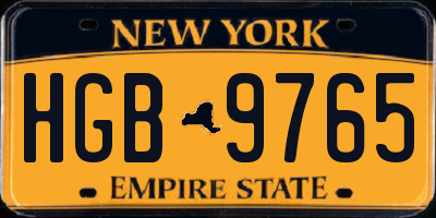 NY license plate HGB9765