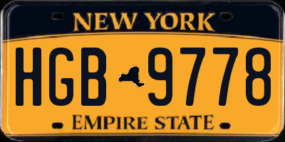 NY license plate HGB9778