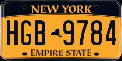 NY license plate HGB9784