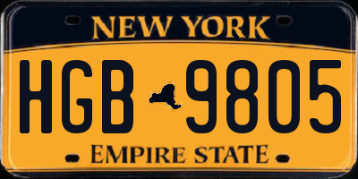 NY license plate HGB9805